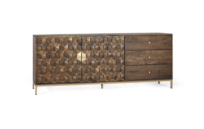 Giner y Colomer Aparador de Mango y Metal Nogal y Oro 190 cm